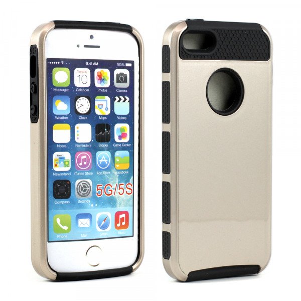 Wholesale iPhone 5S 5 Slim Armor Hybrid Case (Gold Black)